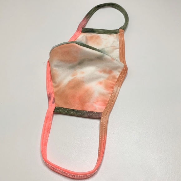Olive and Coral Tie-Dye Face Mask - Picture 5 of 6
